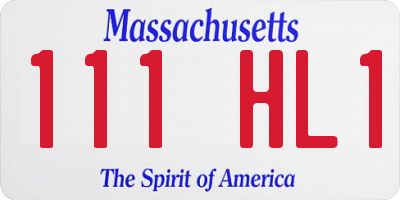 MA license plate 111HL1