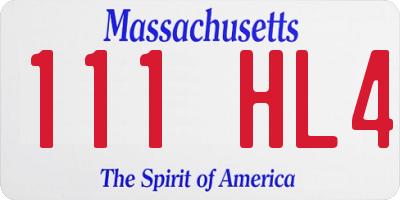 MA license plate 111HL4