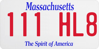MA license plate 111HL8