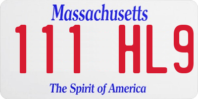MA license plate 111HL9
