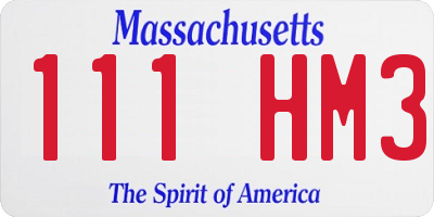 MA license plate 111HM3