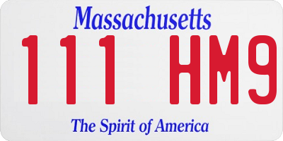 MA license plate 111HM9