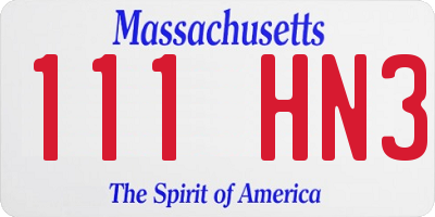 MA license plate 111HN3