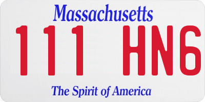 MA license plate 111HN6