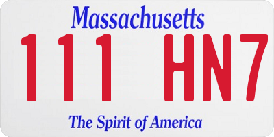 MA license plate 111HN7