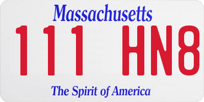 MA license plate 111HN8