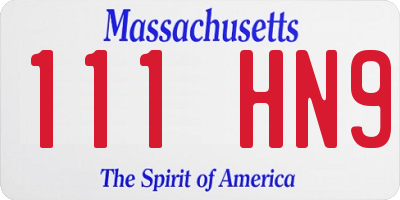 MA license plate 111HN9
