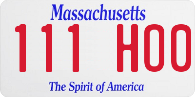MA license plate 111HO0