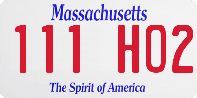 MA license plate 111HO2