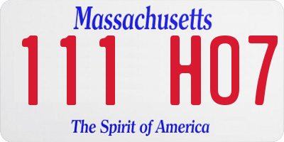 MA license plate 111HO7