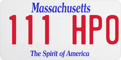 MA license plate 111HP0