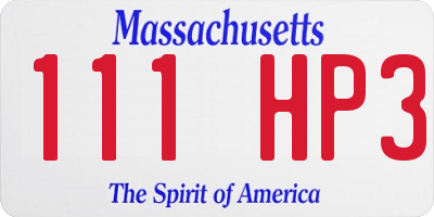 MA license plate 111HP3
