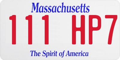 MA license plate 111HP7