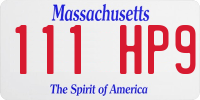 MA license plate 111HP9