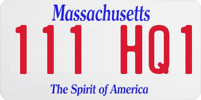 MA license plate 111HQ1