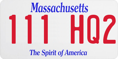 MA license plate 111HQ2