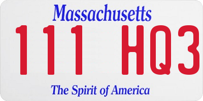 MA license plate 111HQ3