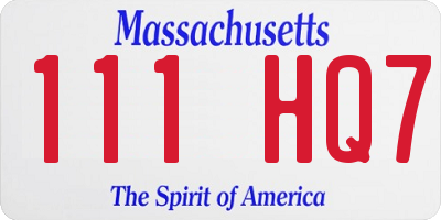 MA license plate 111HQ7