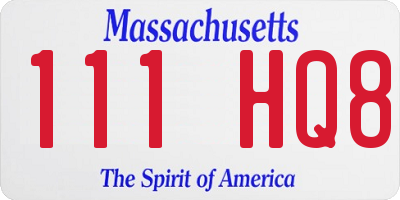 MA license plate 111HQ8