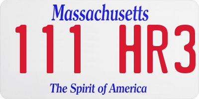 MA license plate 111HR3