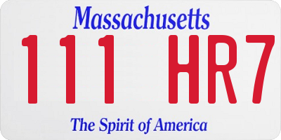 MA license plate 111HR7