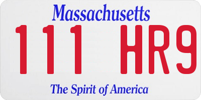 MA license plate 111HR9