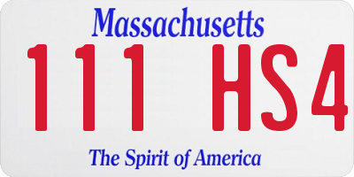 MA license plate 111HS4