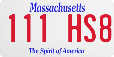 MA license plate 111HS8