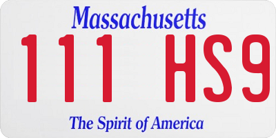 MA license plate 111HS9