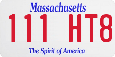 MA license plate 111HT8