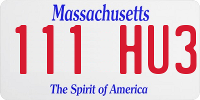 MA license plate 111HU3