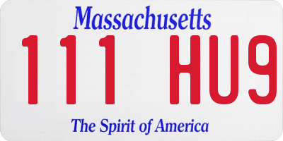 MA license plate 111HU9