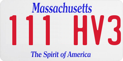 MA license plate 111HV3