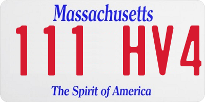 MA license plate 111HV4