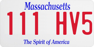 MA license plate 111HV5