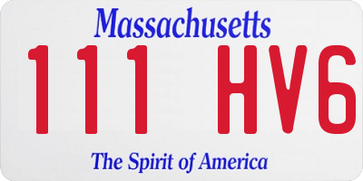 MA license plate 111HV6