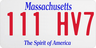 MA license plate 111HV7