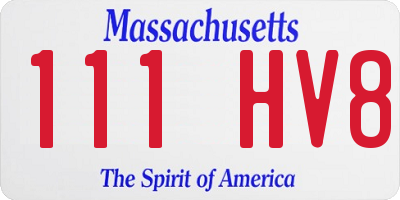 MA license plate 111HV8