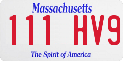 MA license plate 111HV9