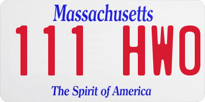MA license plate 111HW0
