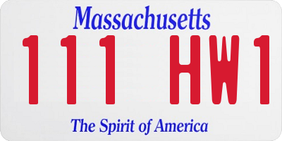 MA license plate 111HW1