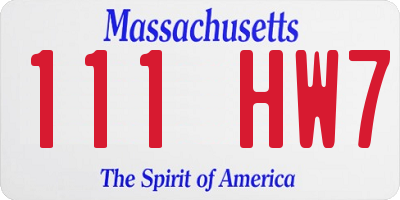 MA license plate 111HW7