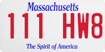 MA license plate 111HW8