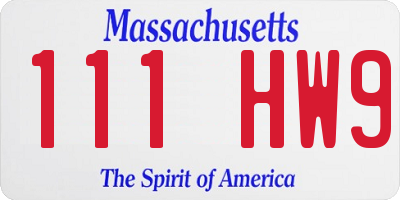 MA license plate 111HW9