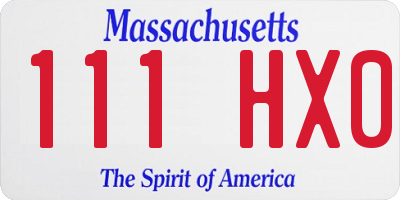 MA license plate 111HX0