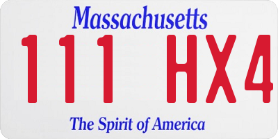 MA license plate 111HX4