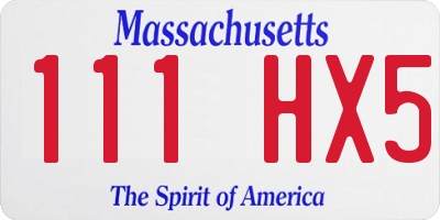 MA license plate 111HX5