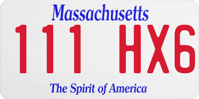 MA license plate 111HX6