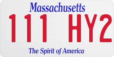 MA license plate 111HY2