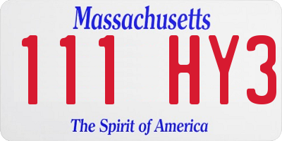 MA license plate 111HY3